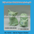 Lovely green fox design ceramic salt and pepper shakers